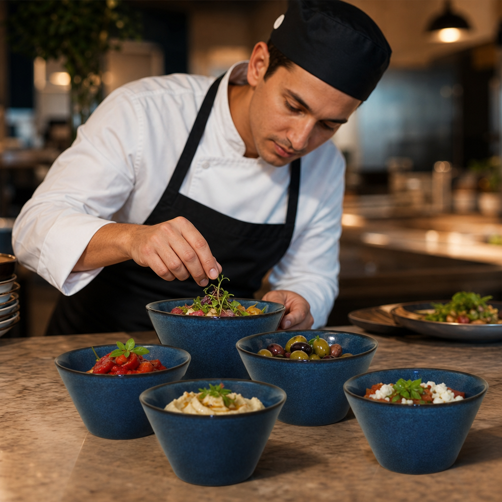 Zest Snack Bowls 257mm Blue Ceramic for Stylish Serving (Pack of 6)