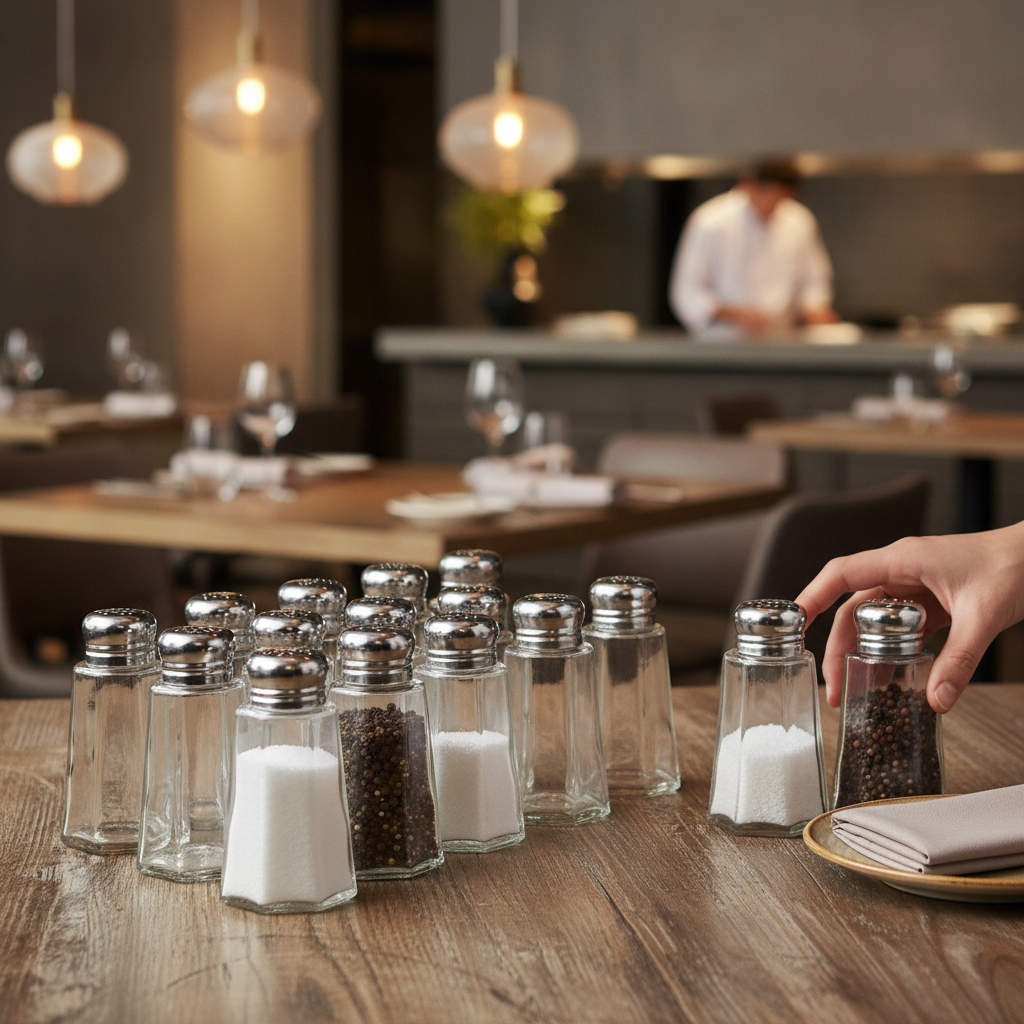 Clear Glass Salt and Pepper Shakers 59ml for Restaurants (Pack of 12)