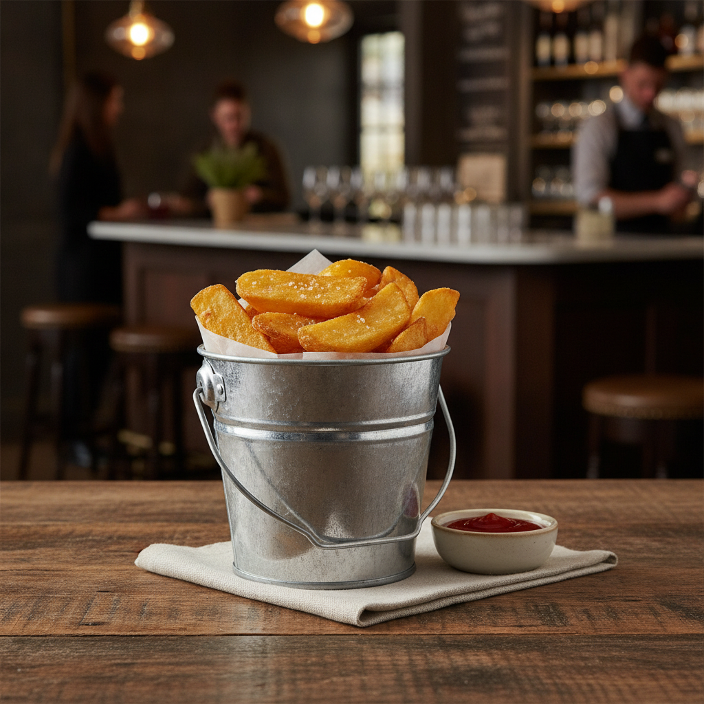 Galvanised Steel Mini Chip Bucket 235ml for Pub Serving