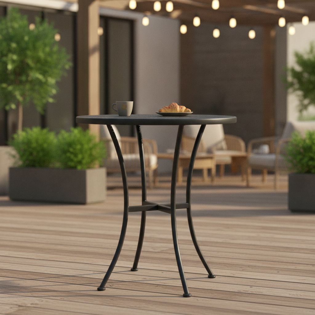 Powder-Coated Steel Round Bistro Table 600mm for Patios & Cafés