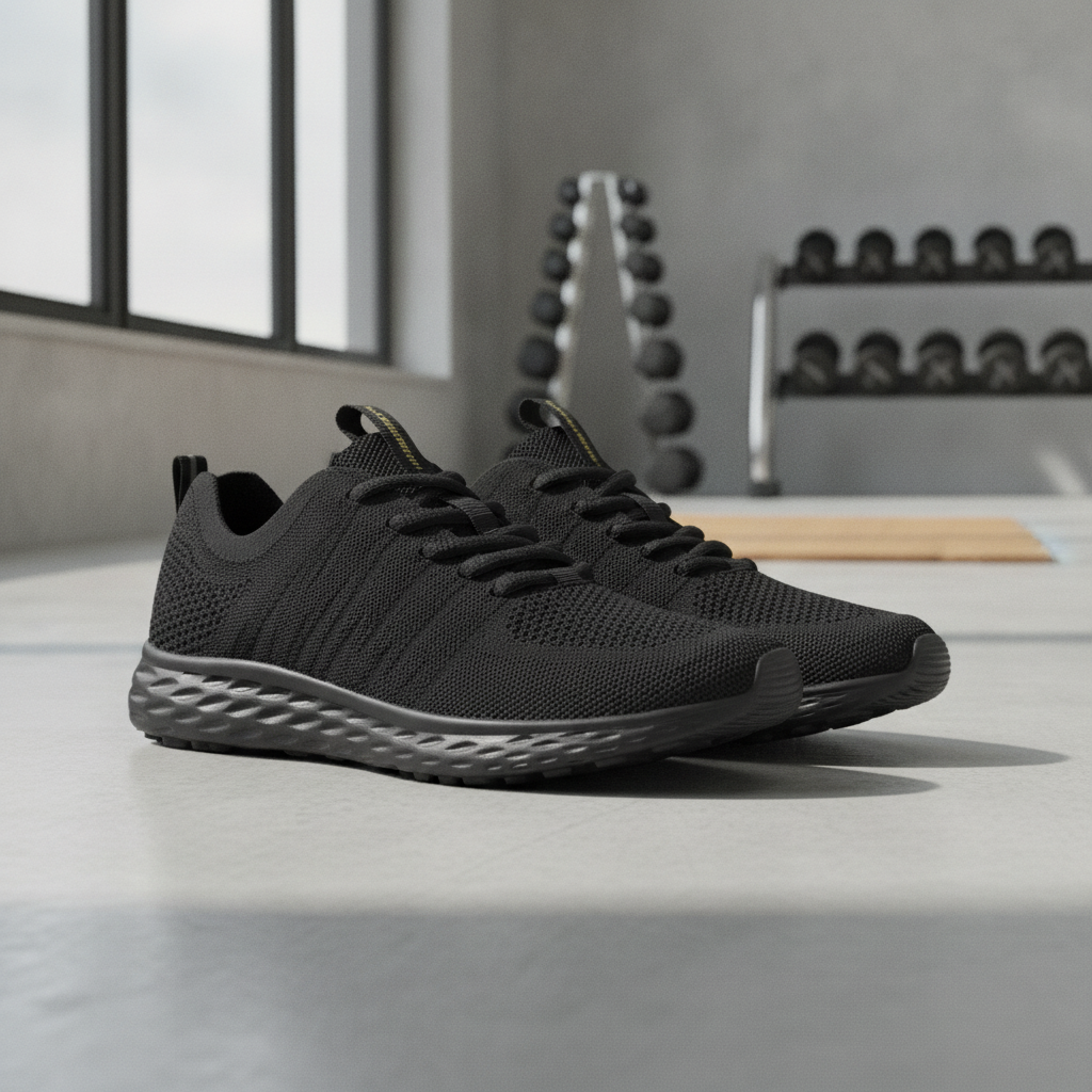 Black Textile Women's Trainers with Slip-Resistant Outsole for Everyday Use