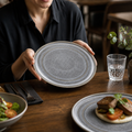 Charcoal Dusk Porcelain Flat Round Plates 180mm for Restaurants & Cafés