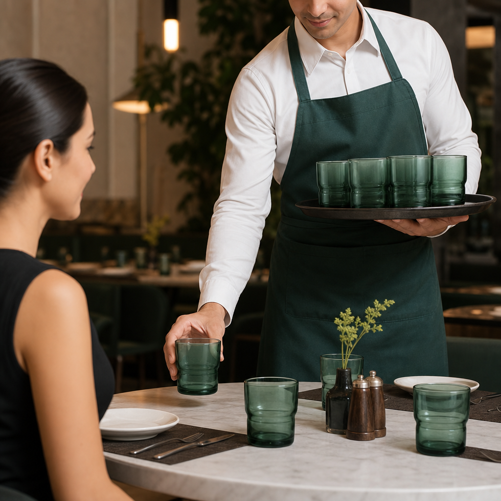 Toughened Glass Dark Green Tumblers 220ml for Drinks Service (Pack of 48)