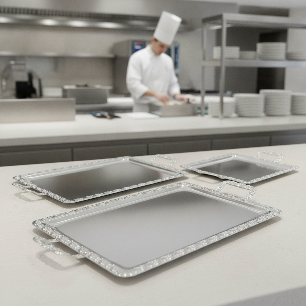 Stainless Steel Rectangular Serving Tray 600x360mm for Buffets