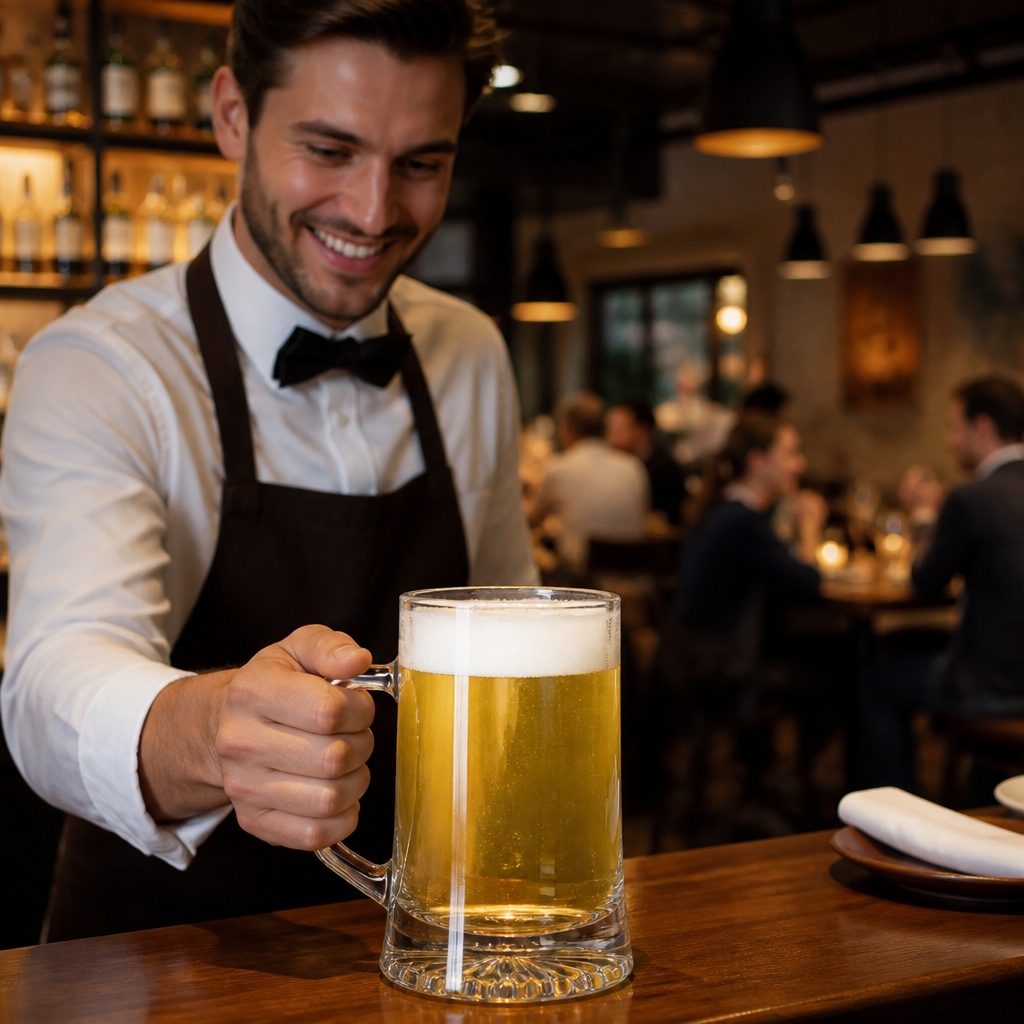 Glass Beer Mugs 620ml for Bars & Restaurants (Pack of 6)
