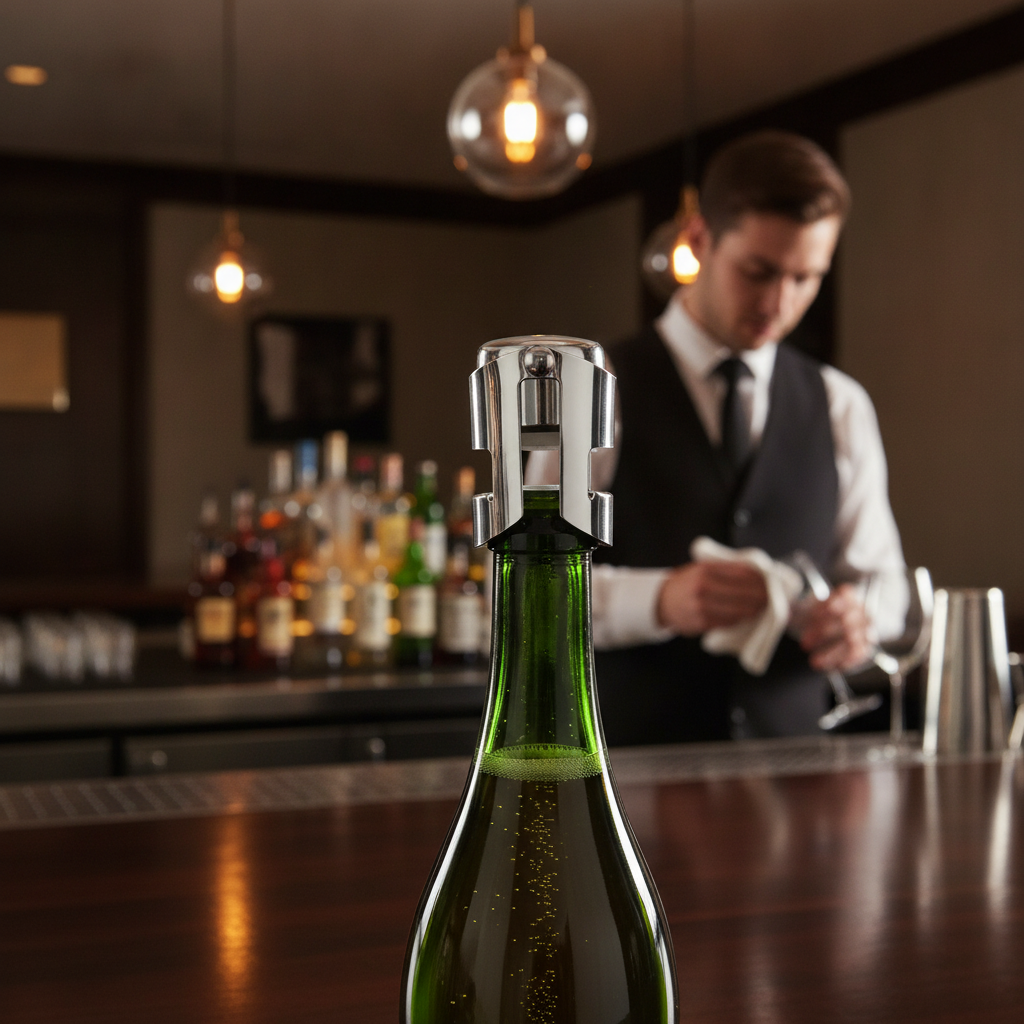 Chrome Champagne Stopper for Keeping Bubbles Fresh