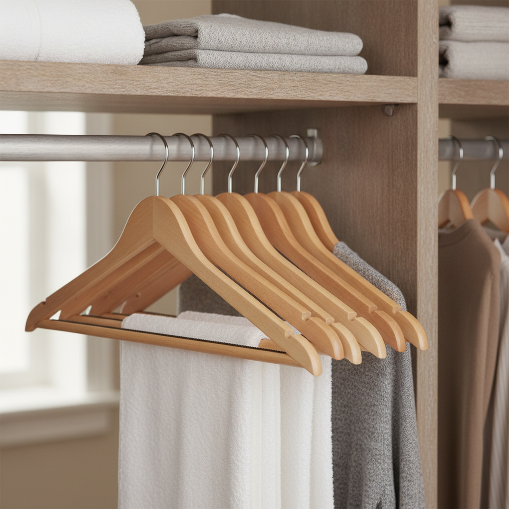 Betula Wood Natural Wooden Hangers for Hotels & B&Bs (Pack of 10)