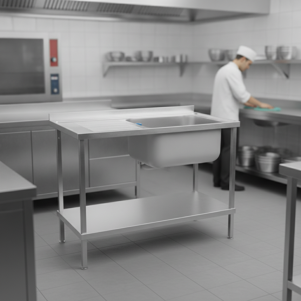 304 Stainless Steel Sink with Left Hand Drainer 1200mm for Commercial Kitchens