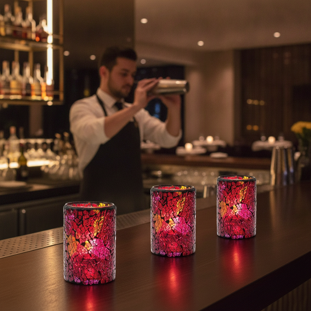 Crackle Glass Cylinder Lamp 80mm for Event Venues (Pack of 24)