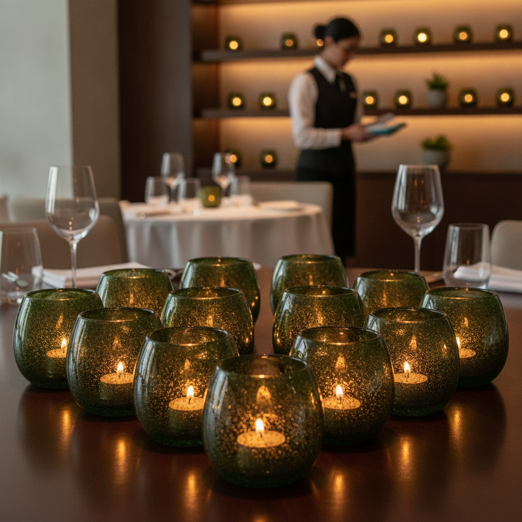 Glass Emerald Votives 102mm for Enhancing Dining Experience (Pack of 12)