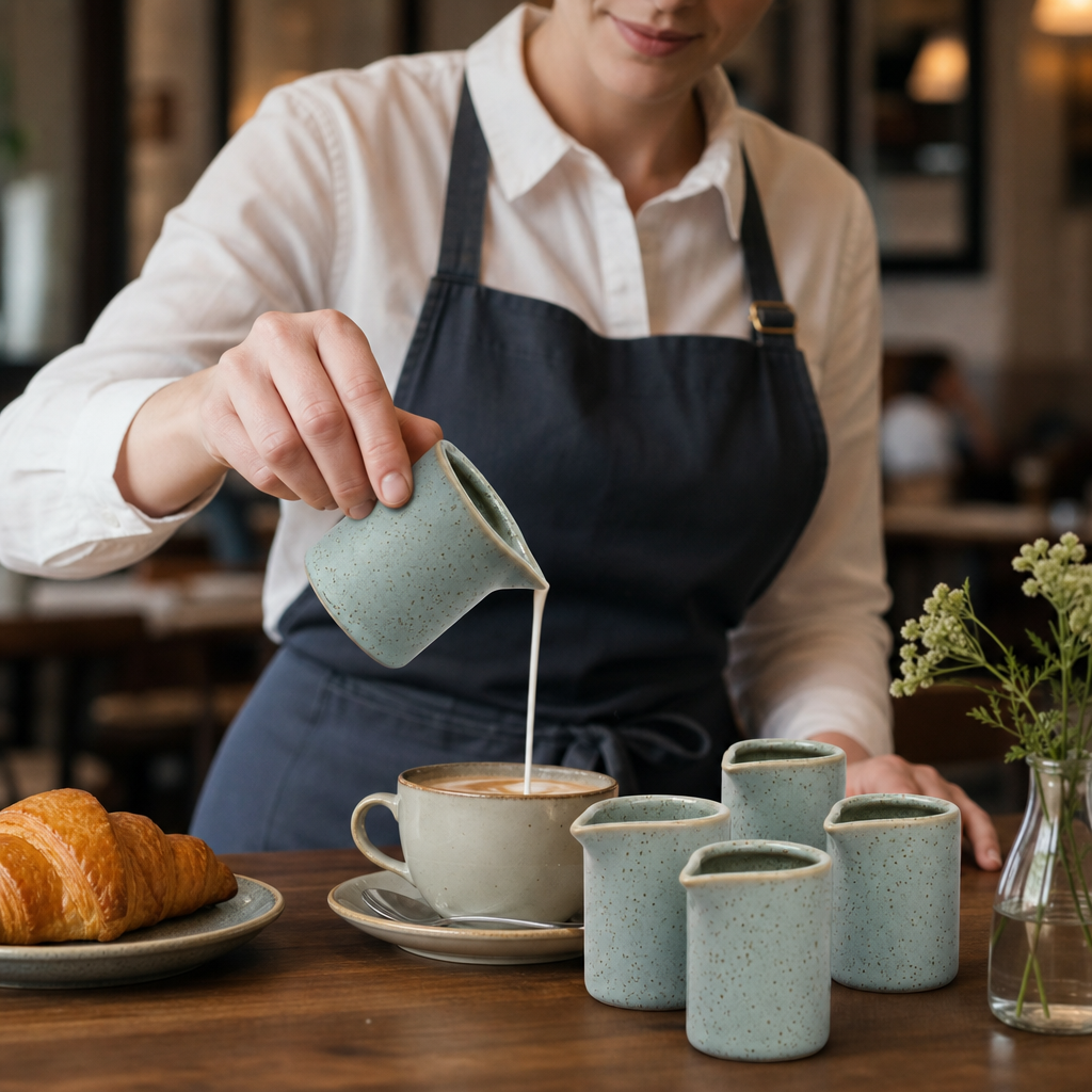Porcelain Milk Jugs Duck Egg Blue 70ml for Caf? & Restaurants (Pack of 4)