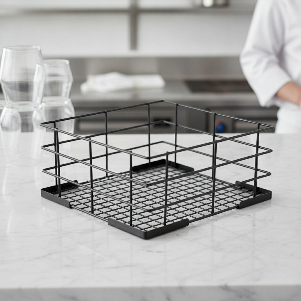 PE-Coated Wire High Sided Glass Basket 500mm for Busy Kitchens