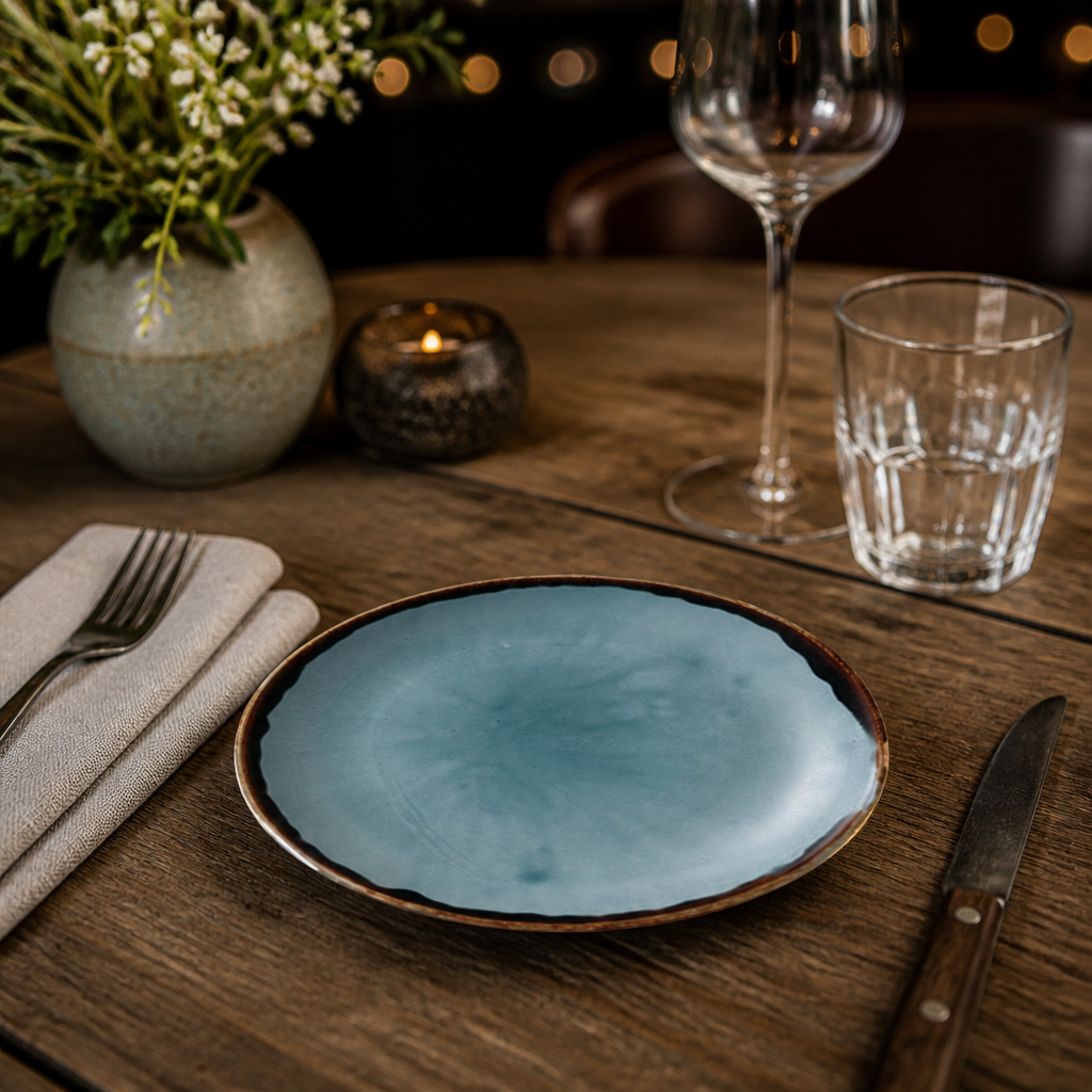 Coupe Plates 165mm Blue Porcelain for Farm-to-Table Dining (Pack of 12)