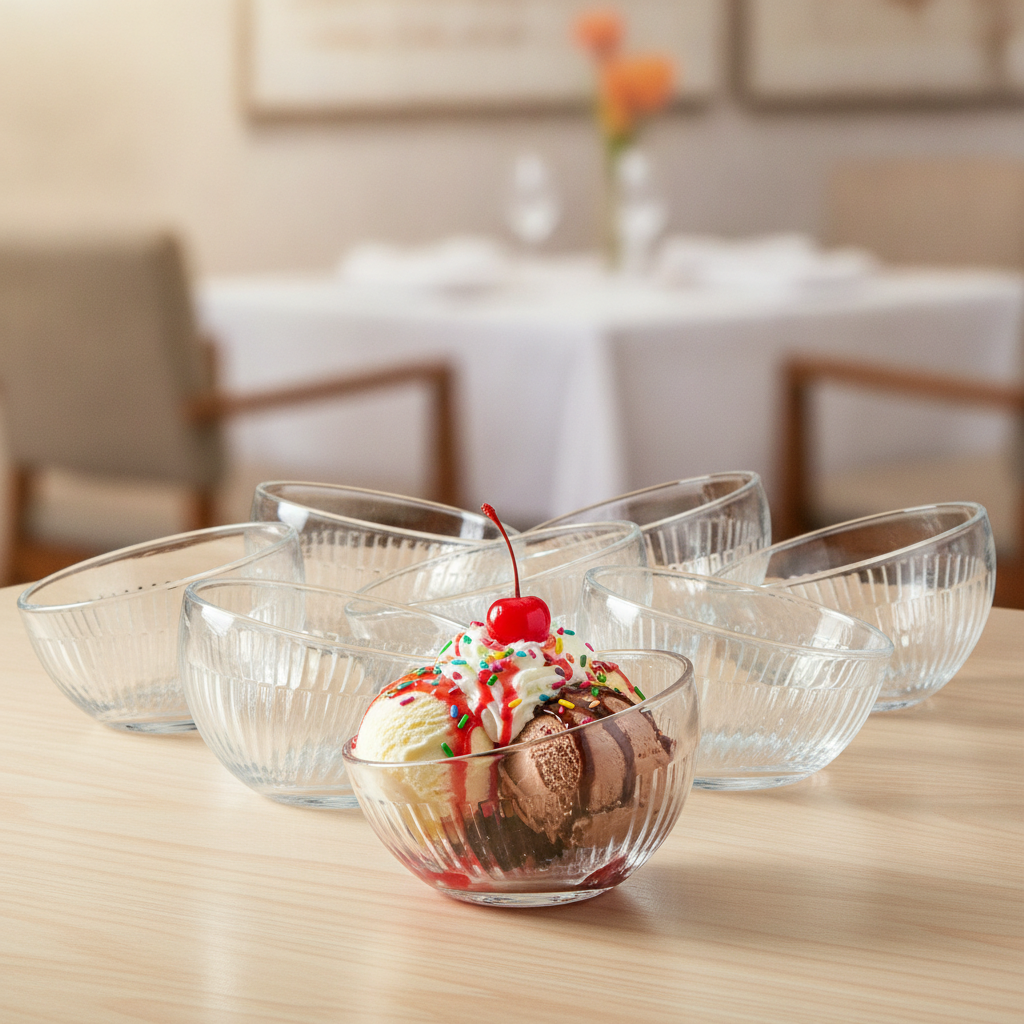 Clear Glass Bubble Sundae Glasses 130ml for Casual & Formal Settings (Pack of 6)