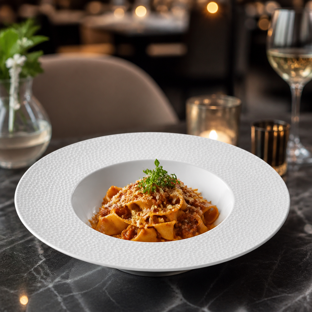 Wide Rim White Bowls 240mm for Serving Bold Dishes