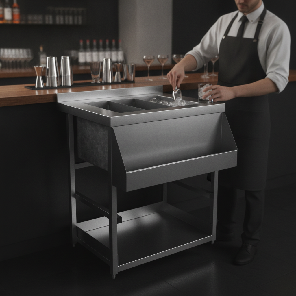 Stainless Steel Modular Bar Ice Well for Cocktail Preparation