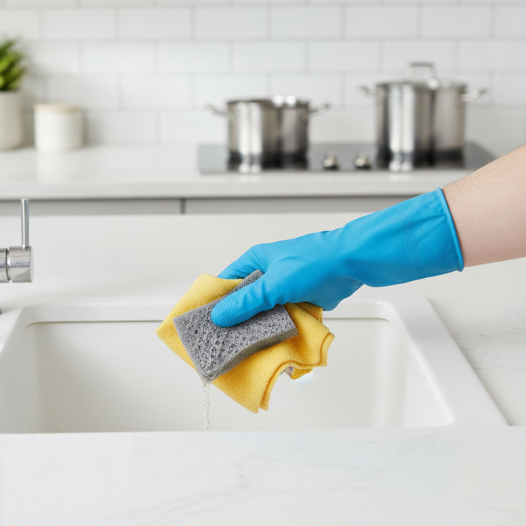 Rubber Household Gloves Blue for Kitchen Cleaning
