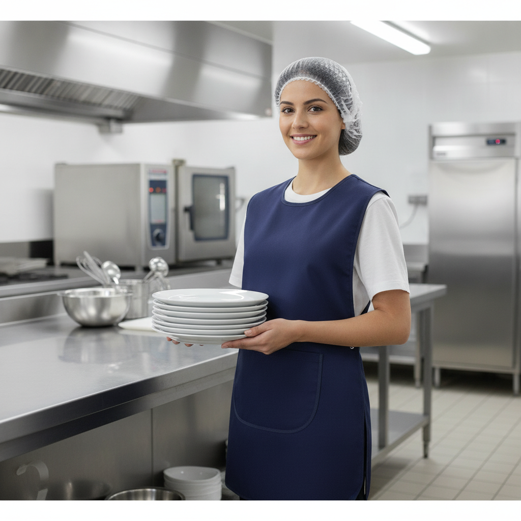 Polycotton Navy Blue Tabard for Canteens & Kitchens
