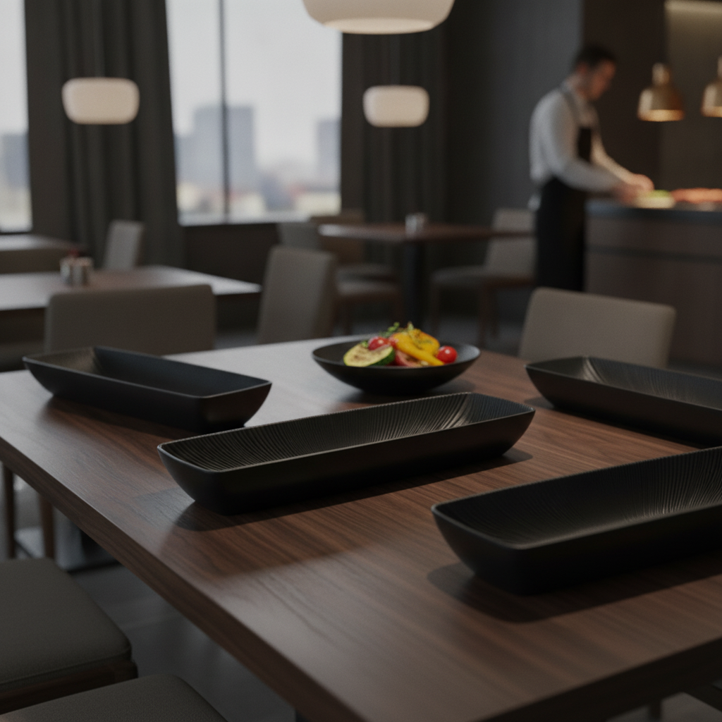 Melamine Black Bowl 3.5L for Stylish Dining Rooms