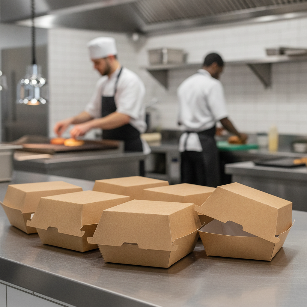 Paperboard Kraft Burger Boxes for Takeaway Food (Pack of 200)