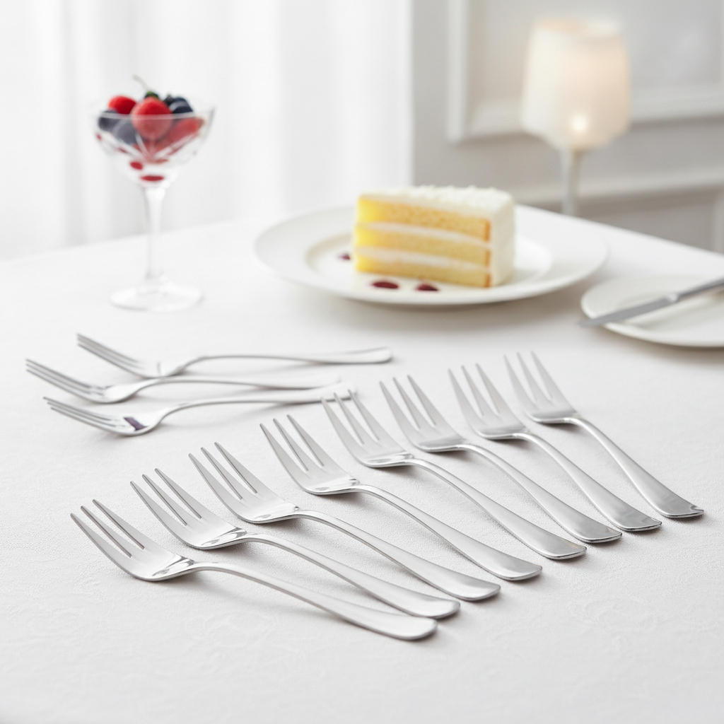 18/10 Stainless Steel Cake Forks for Elegant Dining (Pack of 12)