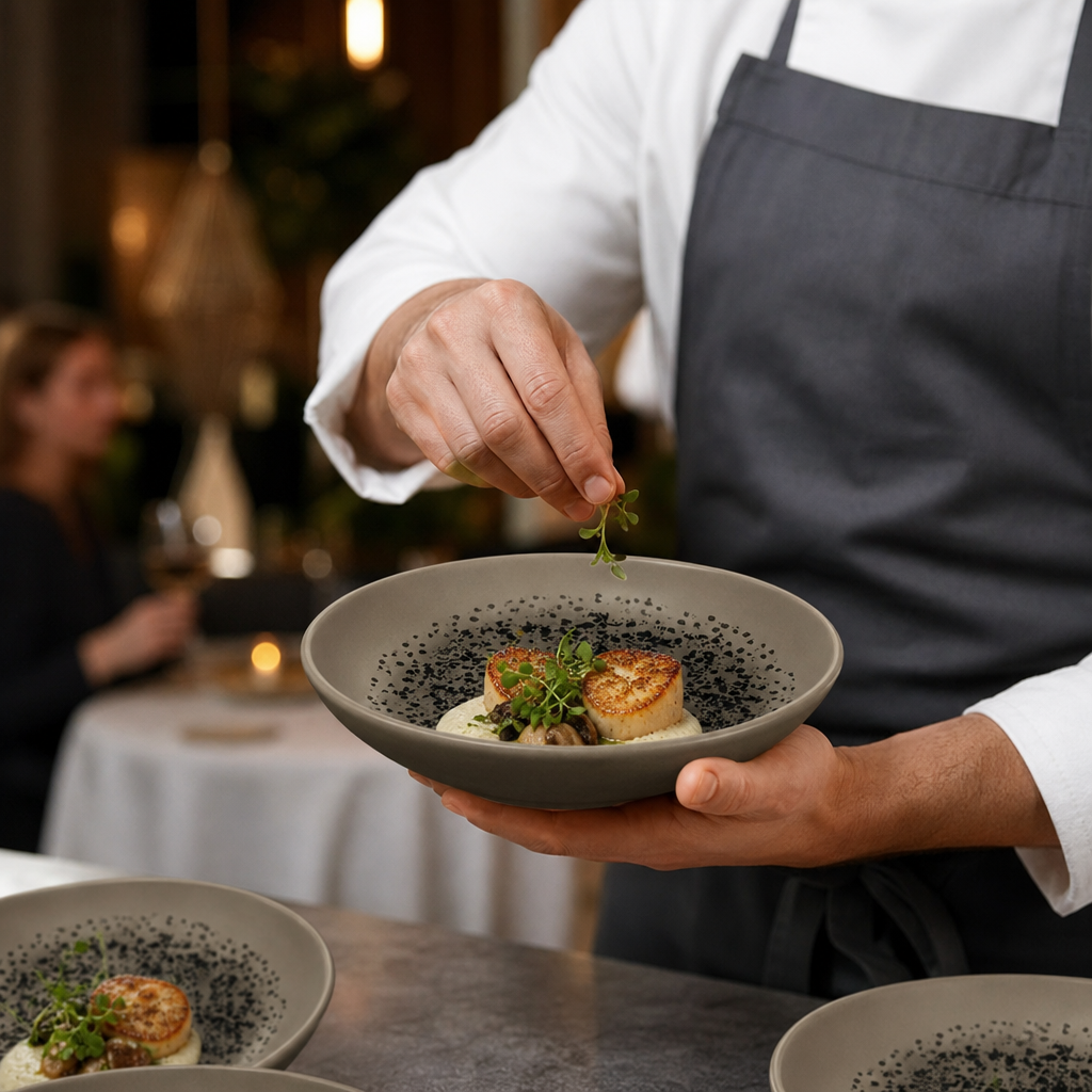 Caldera Bowls in Flint Grey Porcelain, 480ml for Fine Dining & Casual Settings