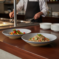 Melamine Grey Shallow Serving Bowls 360mm for Buffets (Pack of 2)
