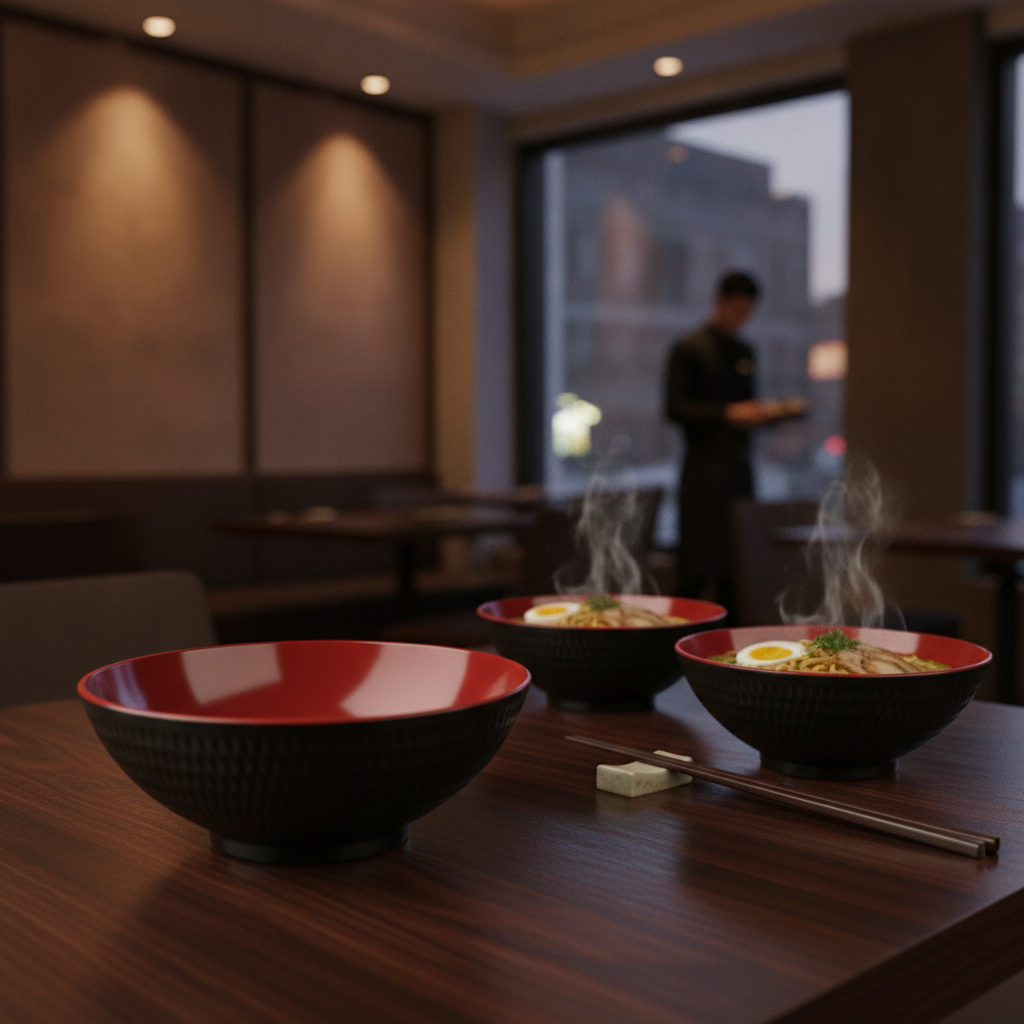 Melamine Red Bowl 240mm for Asian Cuisine