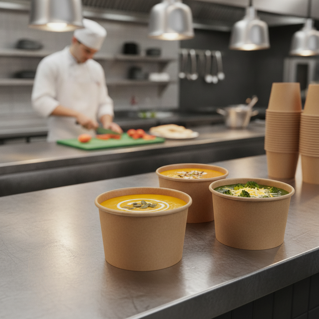 PLA & Paper Compostable Soup Containers 8oz for Eco-Friendly Service (Pack of 500)