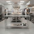 304 Stainless Steel Centre Table 600mm Deep for Food Preparation
