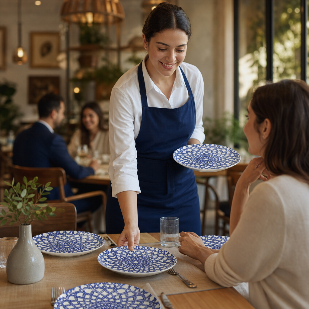 Coupe Plates Nomad Blue Porcelain for Casual Dining (Pack of 12)