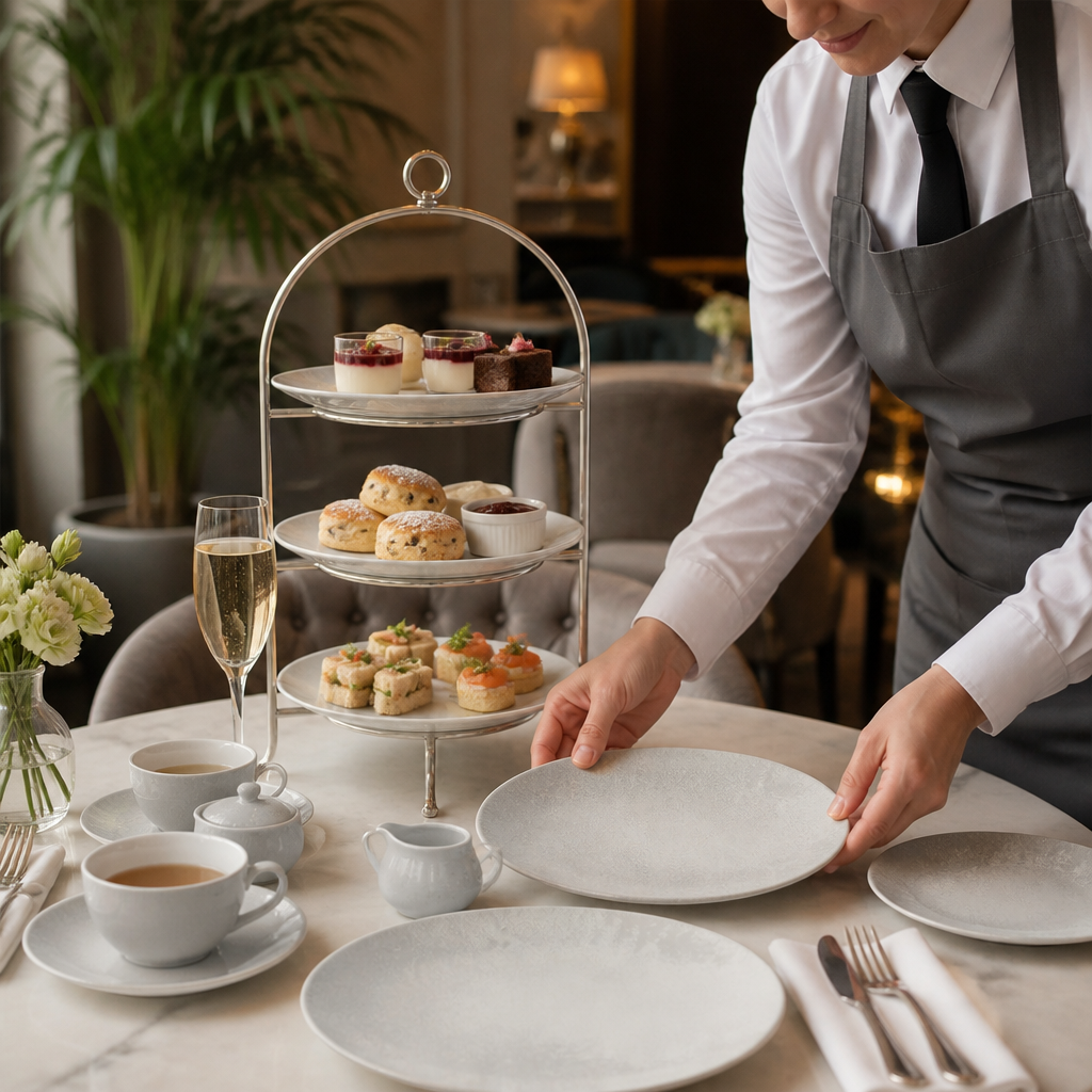 Crushed Velvet Coupe Plates 209mm Bone China for Afternoon Tea (Pack of 6)