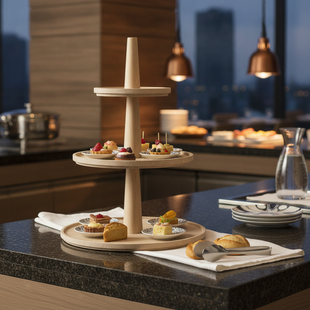 Wooden Three-Tier Display Tray 300mm for Buffet Stations
