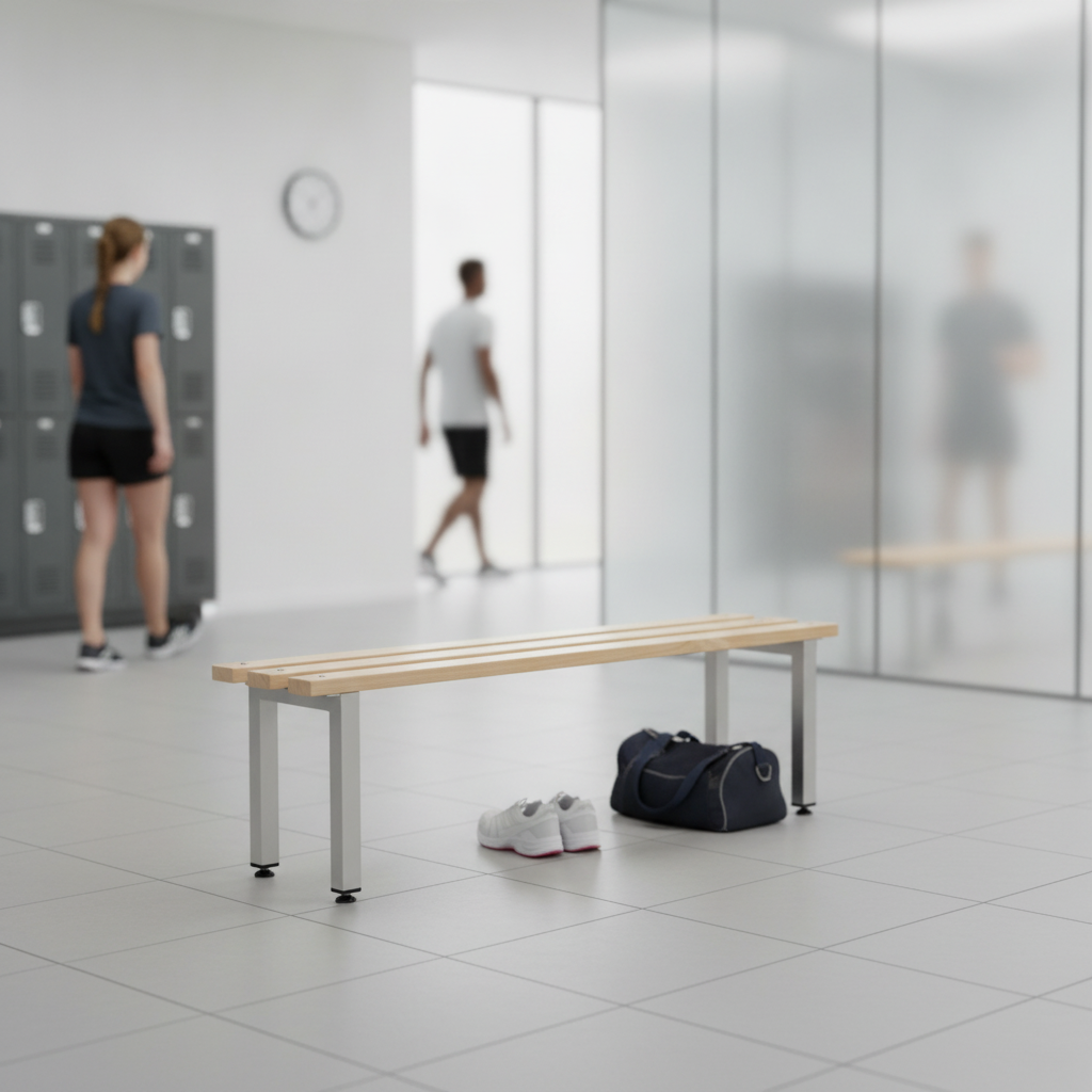 Stainless Steel & Wood Changing Room Bench 3ft for Leisure Facilities