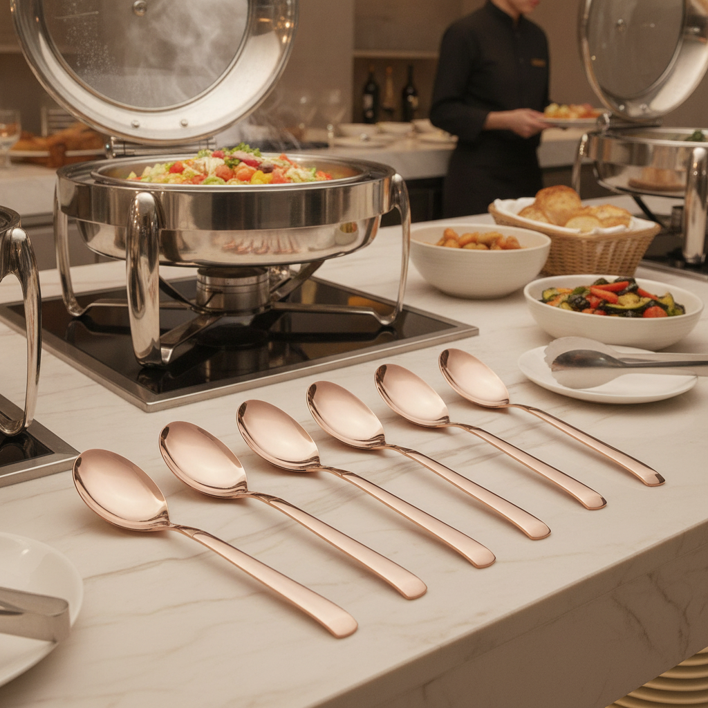 18/10 Stainless Steel Solid Serving Spoon for Buffets (Pack of 6)