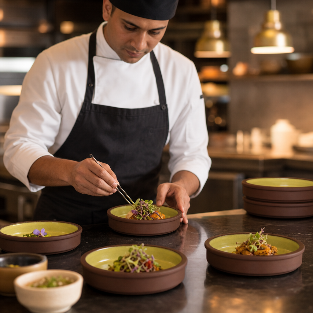 Stacking Trays Yellow Vitrified Stoneware for Restaurant Dining (Pack of 12)