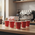 Cardboard Red Coffee Cups 340ml for Takeaway Services (Pack of 25)