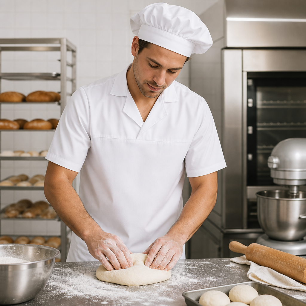 Unisex Polycotton Bakers Shirt in White for Professional Baking