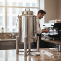 18/10 Stainless Steel Milk Dispenser with Ice Sleeve for Cafés