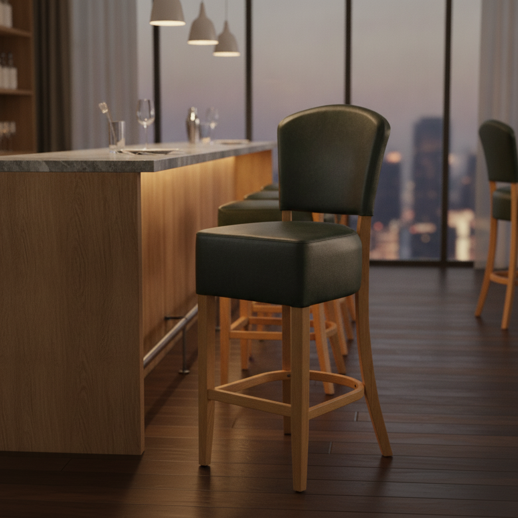 Faux Leather Bar Chair in Soft Oak 1175mm for Commercial Use