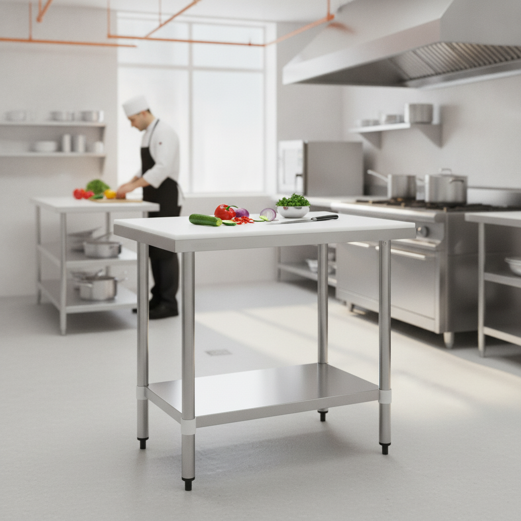 304 Stainless Steel Chopping Board Table 900x600mm for Professional Kitchens