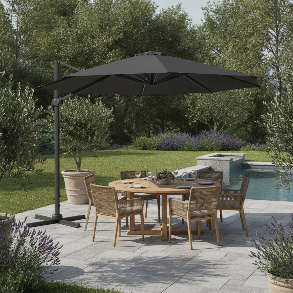Metal Black Heavy Duty Parasol 3.5m for Outdoor Spaces