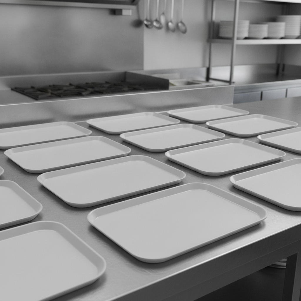 Polyester Rectangular Tray 430-460mm for Commercial Use (Pack of 12)