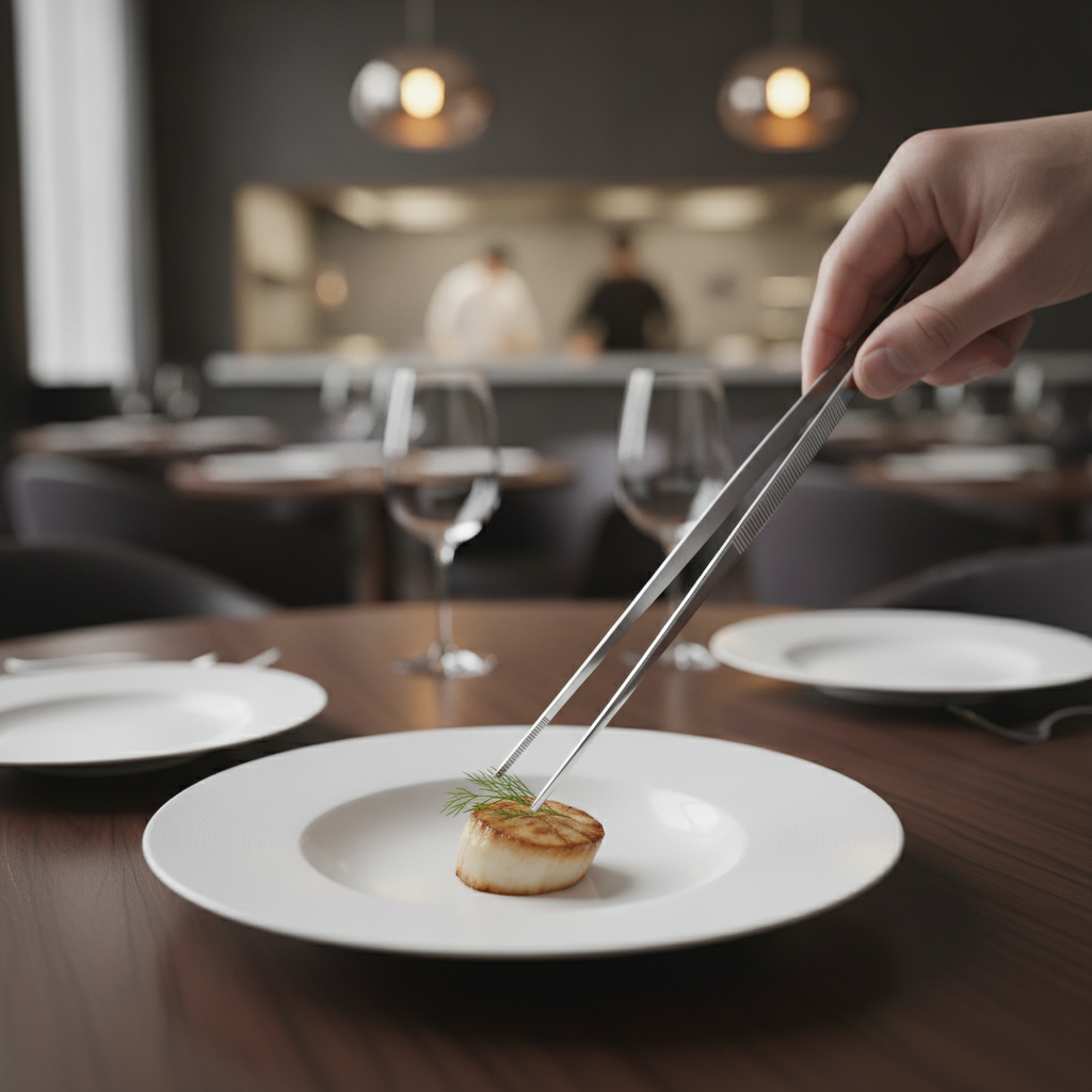 Stainless Steel Round Tipped Tweezers 300mm for Food Presentation