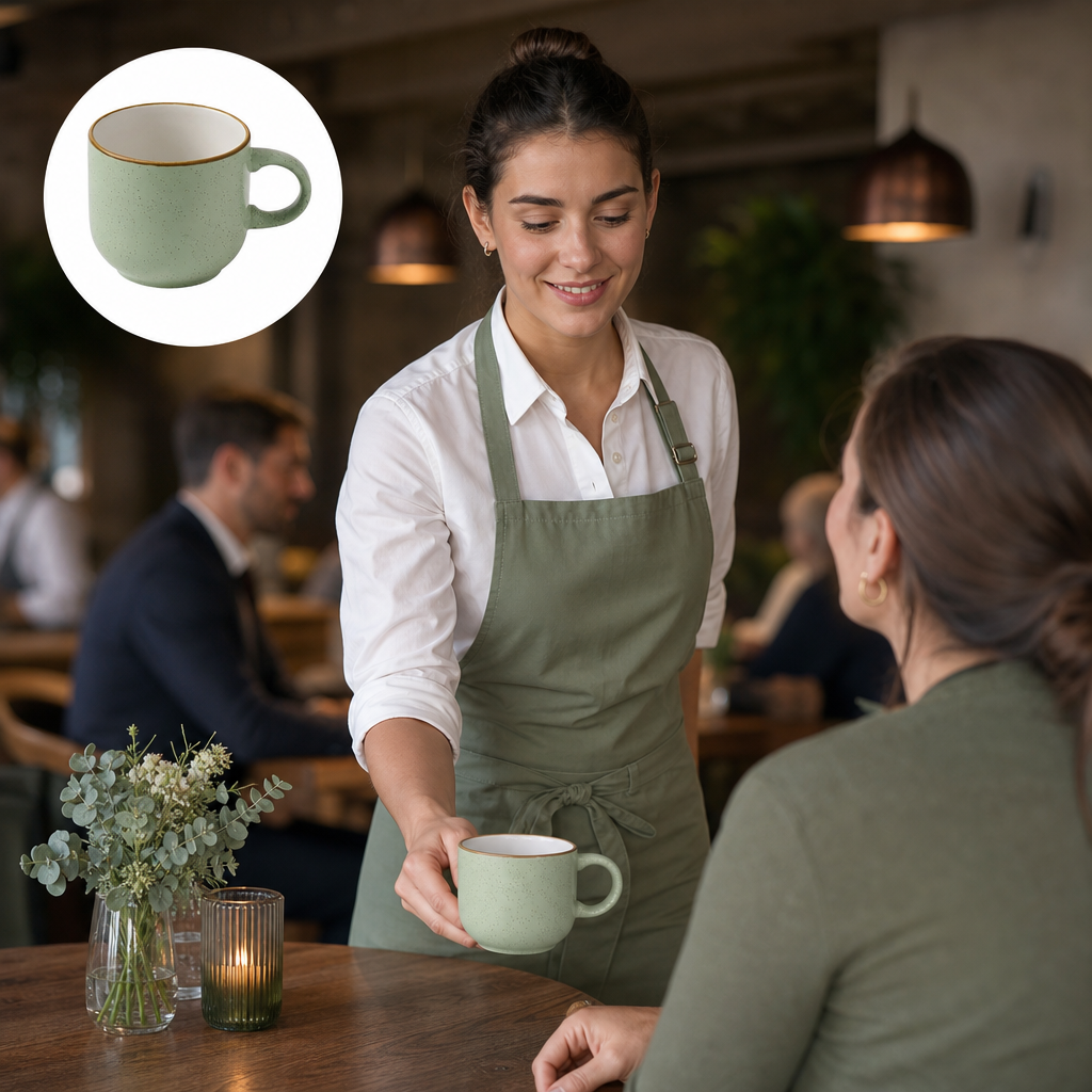 Mugs 280ml Sage Green Ceramic for Hospitality (Pack of 12)