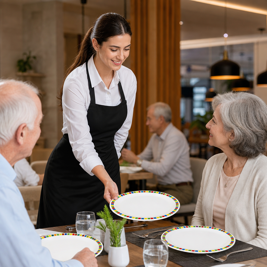 Dinner Plates 230mm Melamine for Schools & Nursing Homes (Pack of 12)
