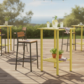 Powder Coated Steel Bar Table in Limoncello Yellow 650x650mm for Outdoor Dining