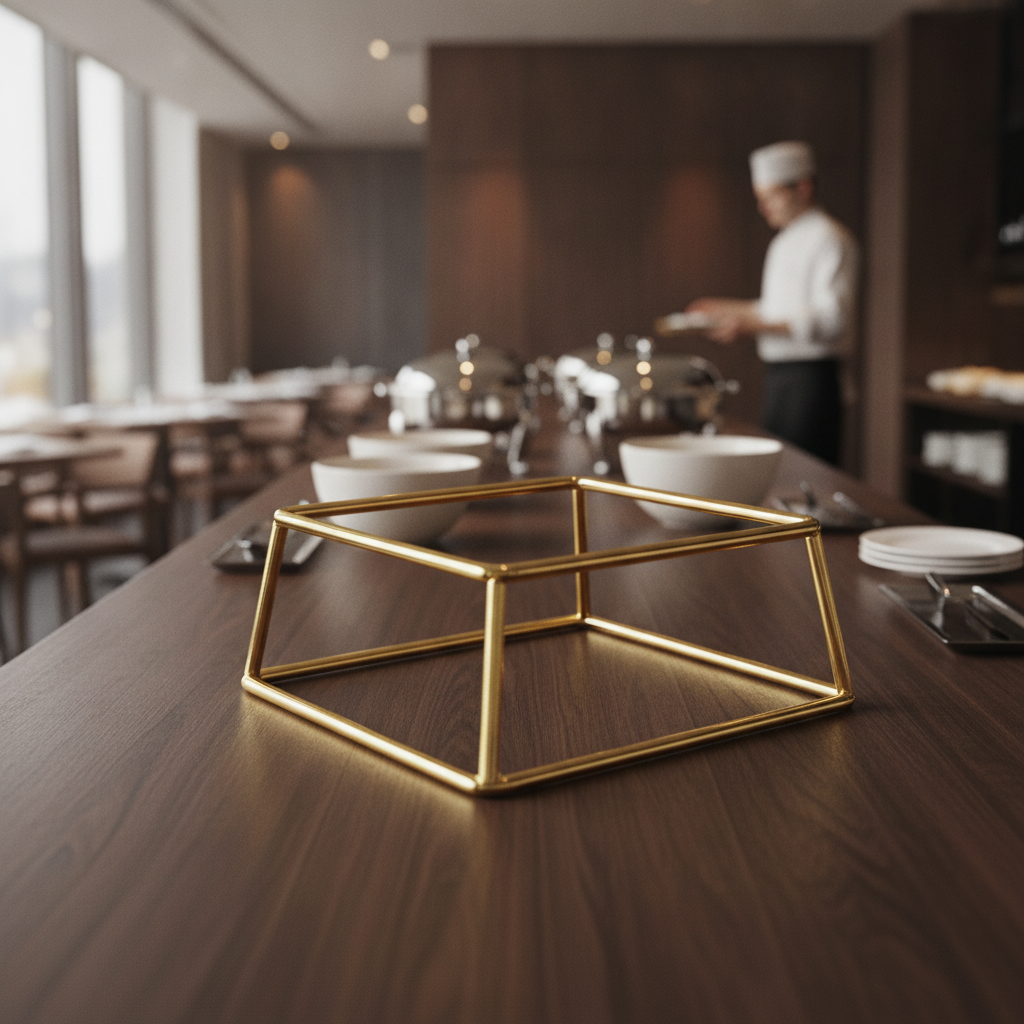 Steel Gold Buffet Stand 180x180mm for Catering Events