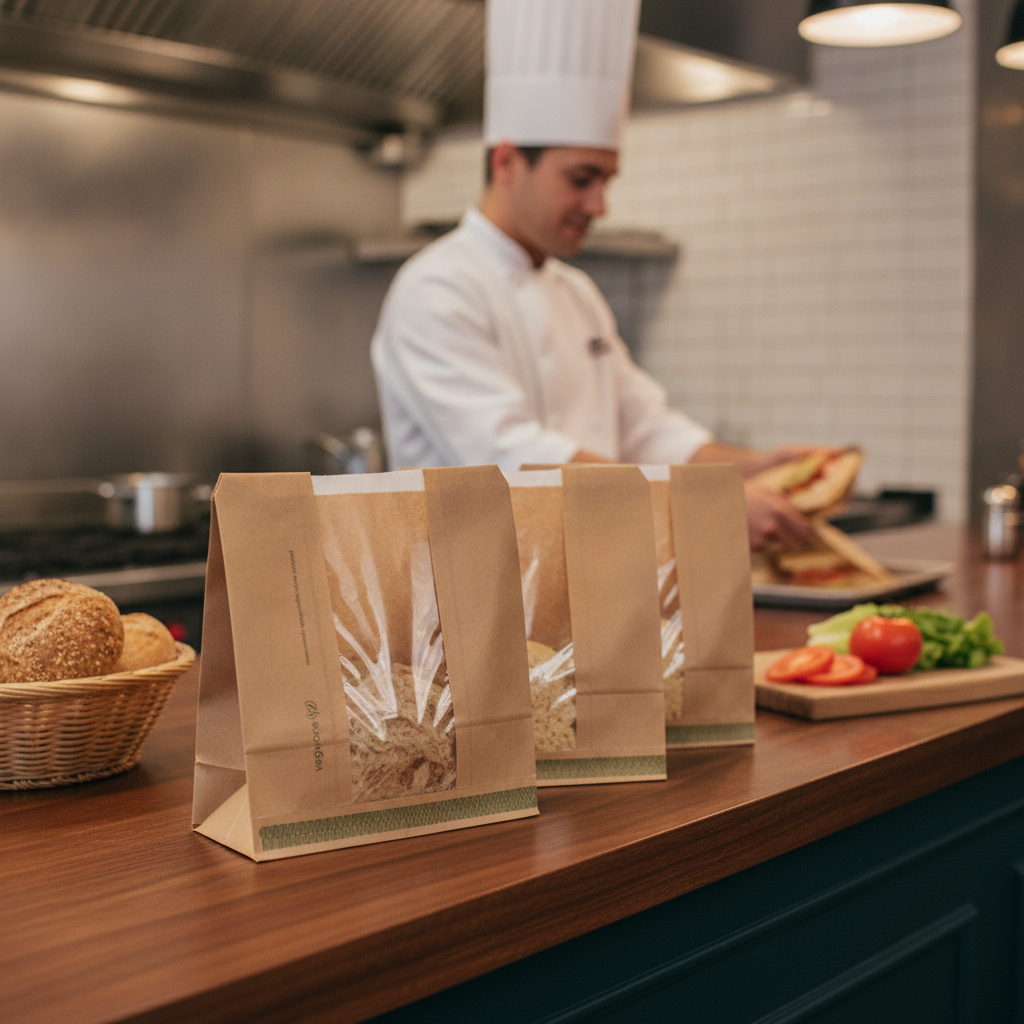 PLA & Paper Compostable Kraft Sandwich Bags for Food Service (Pack of 1000)