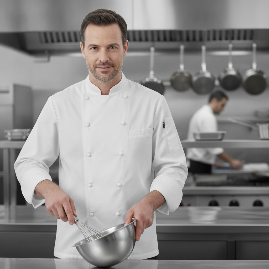 Lightweight White Polycotton Chef Jacket for Busy Shifts